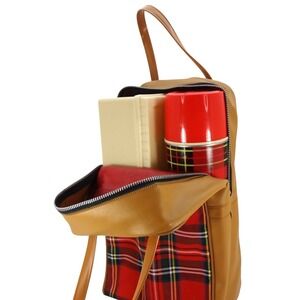 Vintage 1973 Thermos Plaid Lunch Bag Set with Bottle 2442 and Sandwich Box Red